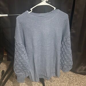 Elegant Blue Cable Knit Sweater
